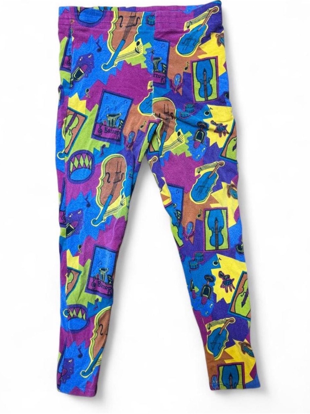 Vintage 90s Cedars Abstract Music Novelty Print Leggings Medium